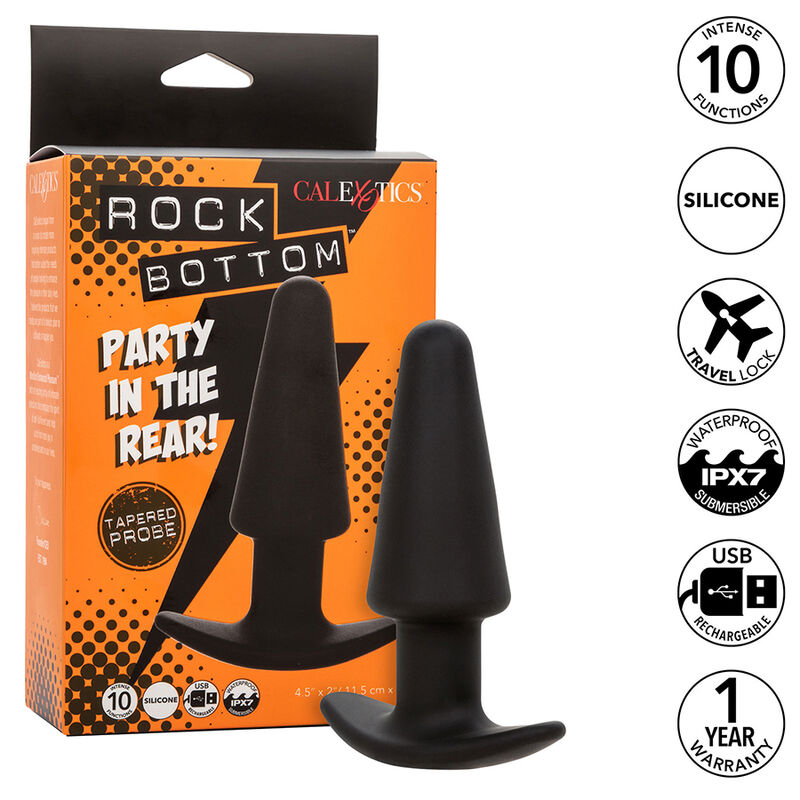 CALEXOTICS - ROCK BOTTOM PLUG ANAL CÓNICO 10 VIBRACIONES SILICONA NEGRO – Bild 10