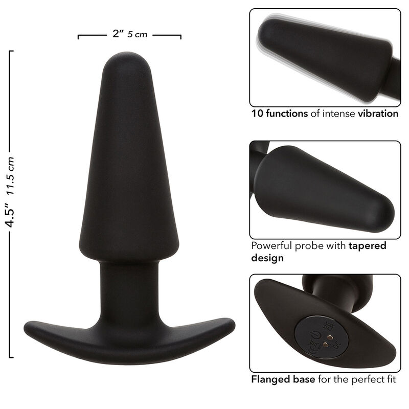 CALEXOTICS - ROCK BOTTOM PLUG ANAL CÓNICO 10 VIBRACIONES SILICONA NEGRO – Bild 7