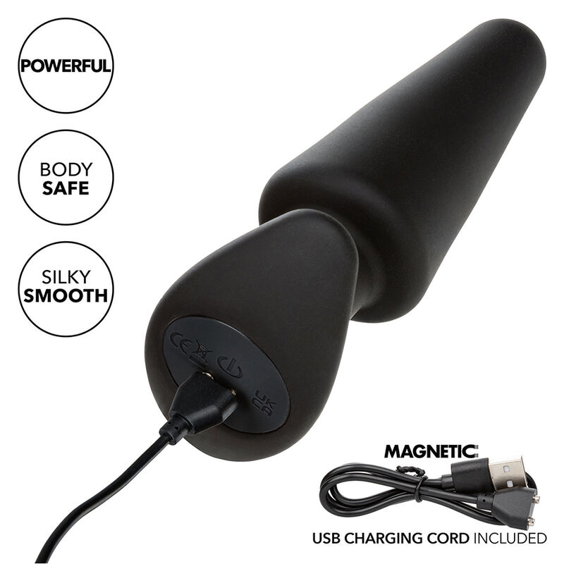 CALEXOTICS - ROCK BOTTOM PLUG ANAL CÓNICO 10 VIBRACIONES SILICONA NEGRO – Bild 4