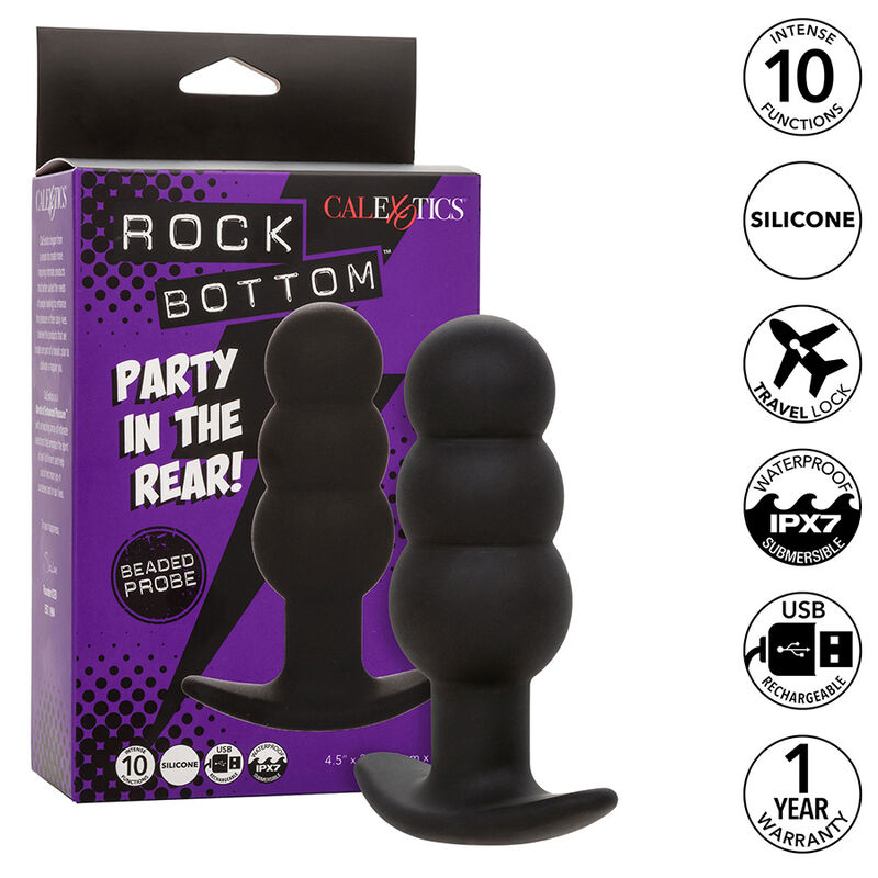 CALEXOTICS - ROCK BOTTOM ANAL PLUG MIT PERLEN 10 VIBRATIONEN SILIKON SCHWARZ – Bild 10