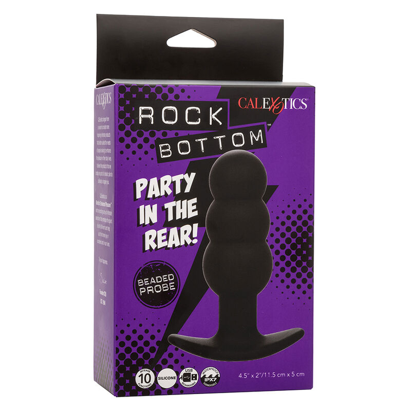 CALEXOTICS - ROCK BOTTOM ANAL PLUG MIT PERLEN 10 VIBRATIONEN SILIKON SCHWARZ – Bild 5