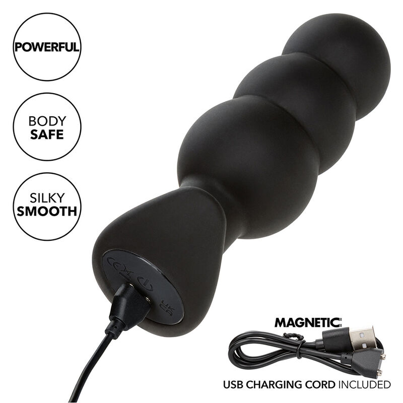 CALEXOTICS - ROCK BOTTOM ANAL PLUG MIT PERLEN 10 VIBRATIONEN SILIKON SCHWARZ – Bild 4