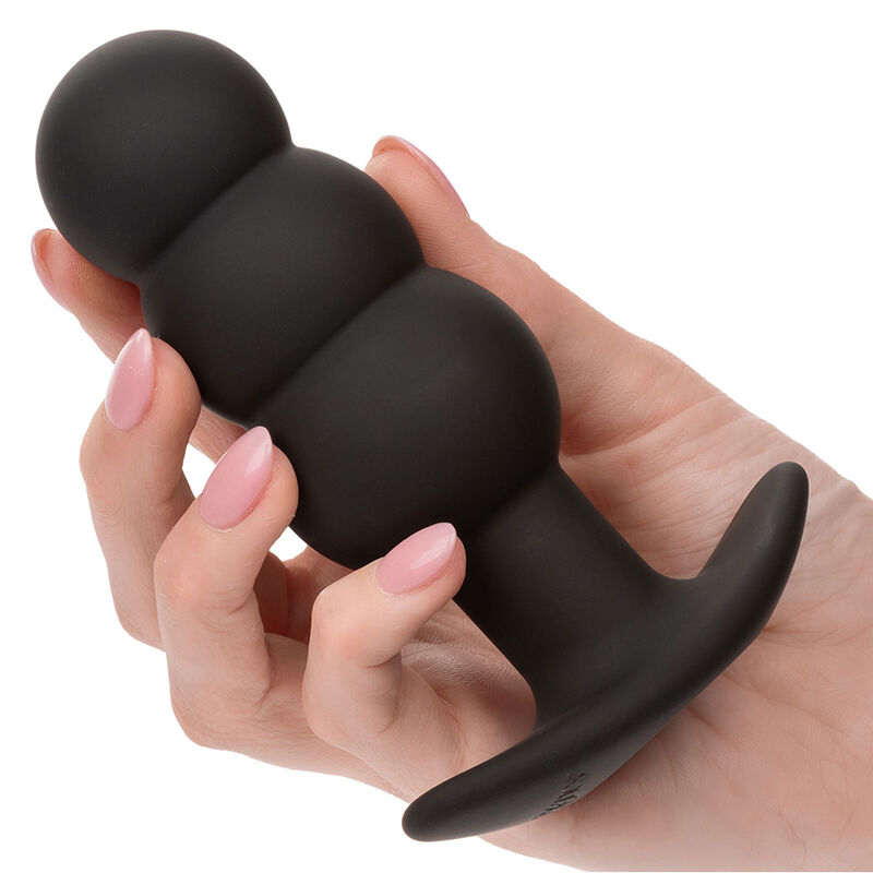 CALEXOTICS - ROCK BOTTOM ANAL PLUG MIT PERLEN 10 VIBRATIONEN SILIKON SCHWARZ – Bild 3