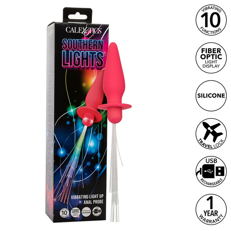 CALEXOTICS - SOUTHERN LIGHTS LIGHT UP LEUCHTENDE ANALSTECKER 10 VIBRATIONEN SILIKON ROSA – Bild 8