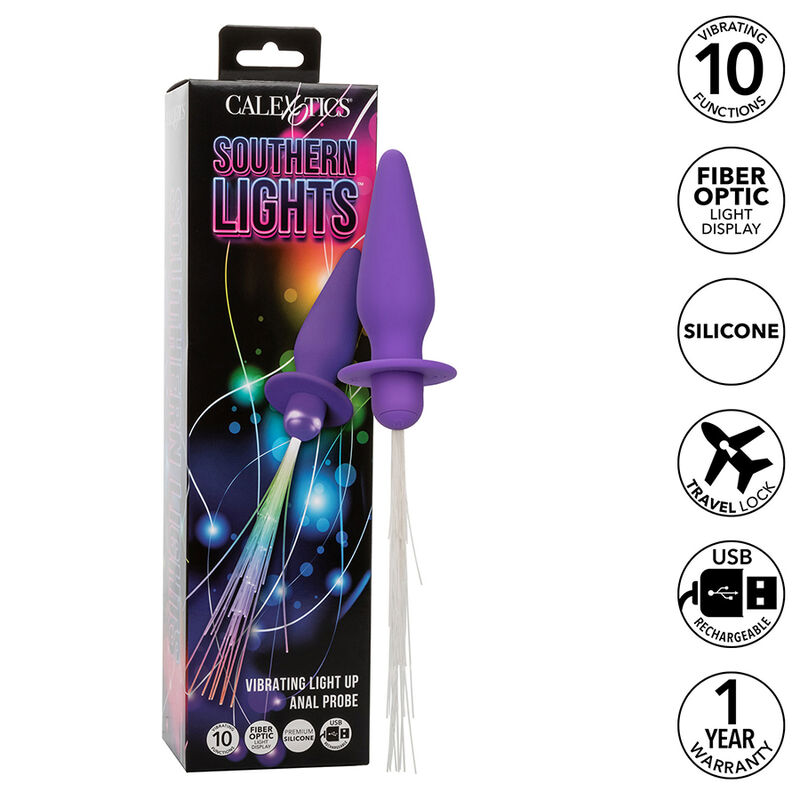 CALEXOTICS - SOUTHERN LIGHTS LIGHT UP LEUCHTENDE ANALSTECKER 10 VIBRATIONEN SILIKON LILA – Bild 8