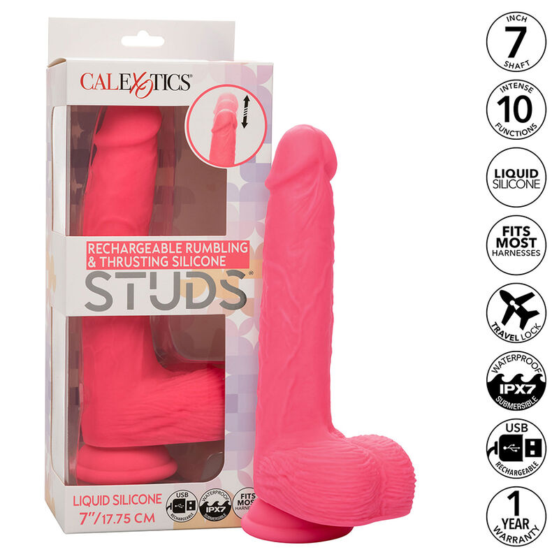 CALEXOTICS - STUDS REALISTISCHER VIBRATOR 10 VIBRATIONEN ROSA – Bild 9