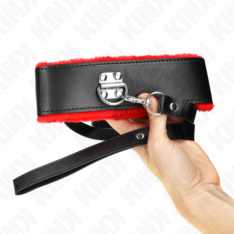 KINK - HALSKETTE MIT GÜRTEL 116 CM MIT ROTEM LEDERBAND VERSTELLBAR 40-48 CM X 6 CM – Bild 3