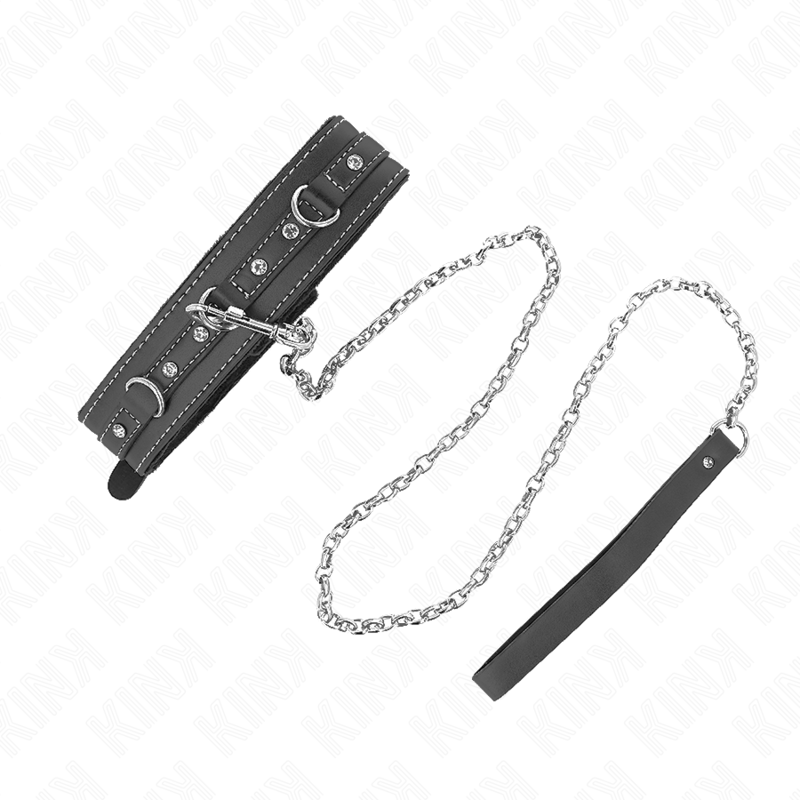 KINK - PVC LEDER HALSKETTE MIT GÜRTEL 105 CM STRASS NIETE 41,5 X 4 CM – Bild 4