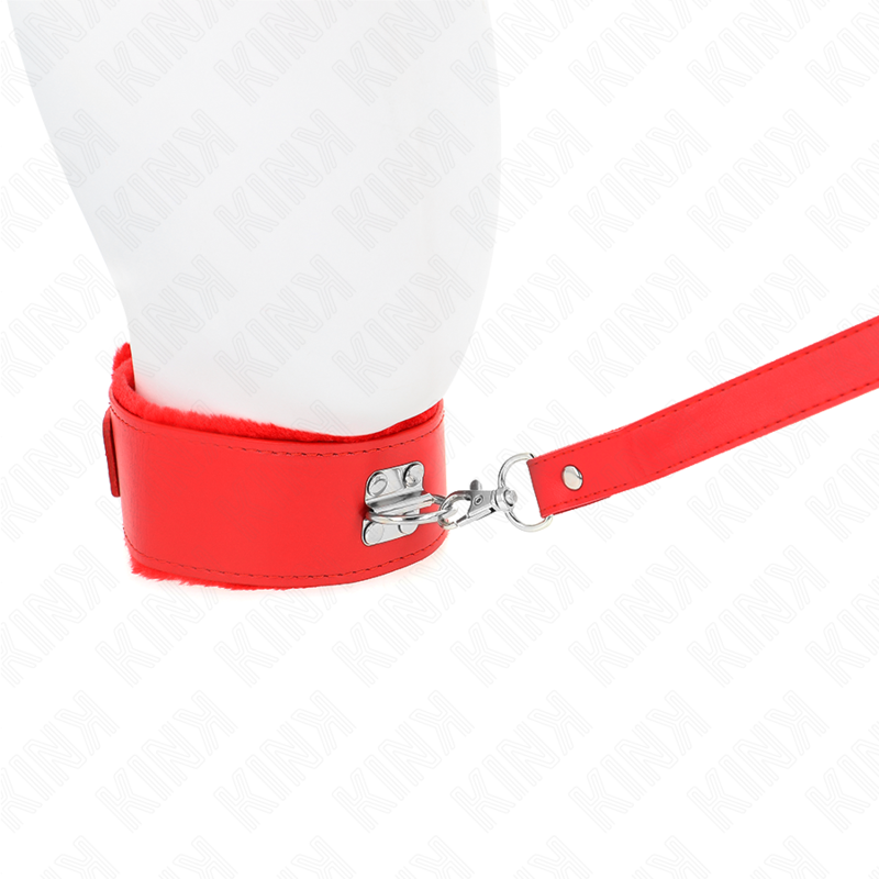 KINK - HALSKETTE MIT LEINE 116 CM MIT SILBERNEN NIETEN MODELL 4 ROT VERSTELLBAR 40-48 CM X 6 CM – Bild 3