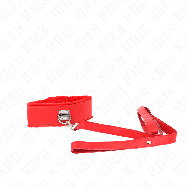 KINK - HALSKETTE MIT LEINE 116 CM MIT SILBERNEN NIETEN MODELL 4 ROT VERSTELLBAR 40-48 CM X 6 CM – Bild 4