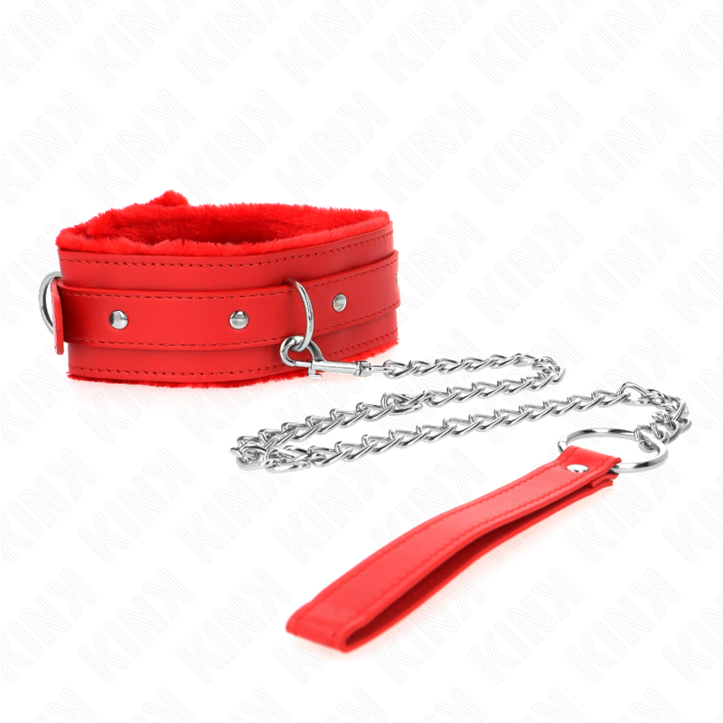 KINK - HALSBAND MIT LEINE 65 CM MIT EINSCHRÄNKUNGEN ROT 36-42 CM X 5,5 CM – Bild 4