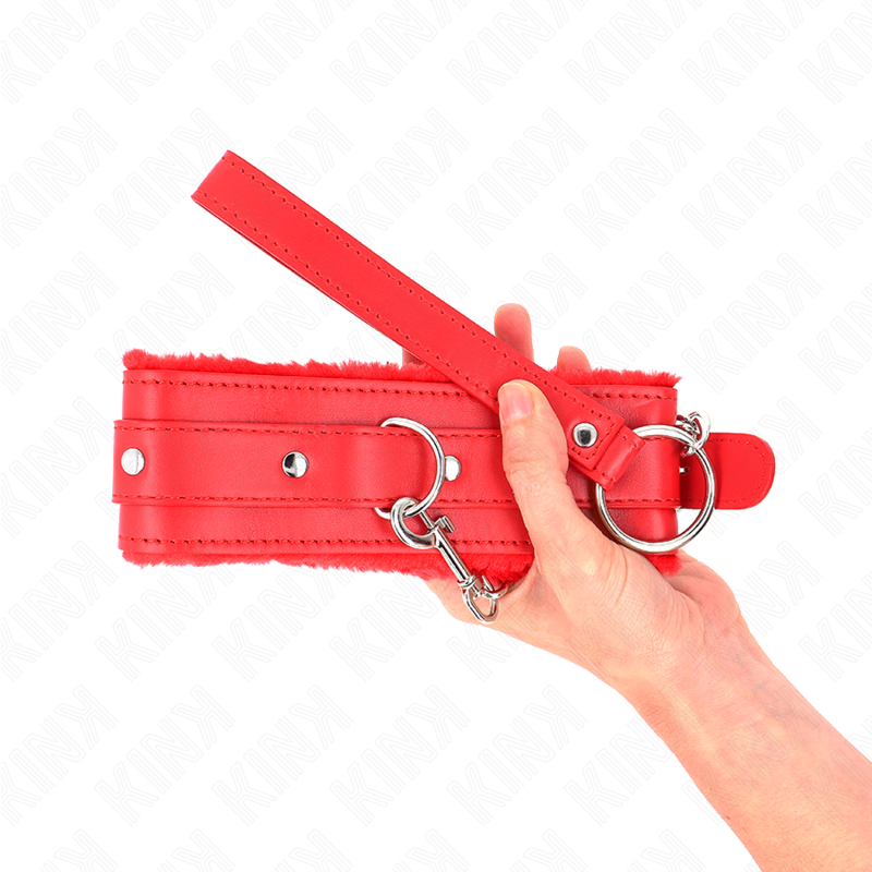 KINK - HALSBAND MIT LEINE 65 CM MIT EINSCHRÄNKUNGEN ROT 36-42 CM X 5,5 CM – Bild 5