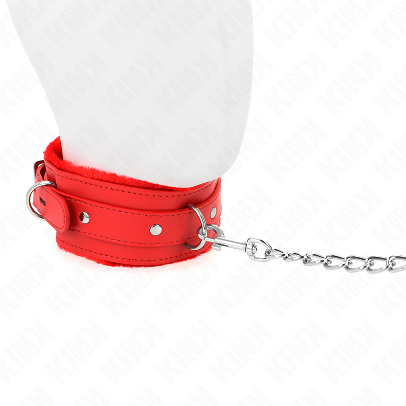 KINK - HALSBAND MIT LEINE 65 CM MIT EINSCHRÄNKUNGEN ROT 36-42 CM X 5,5 CM – Bild 3