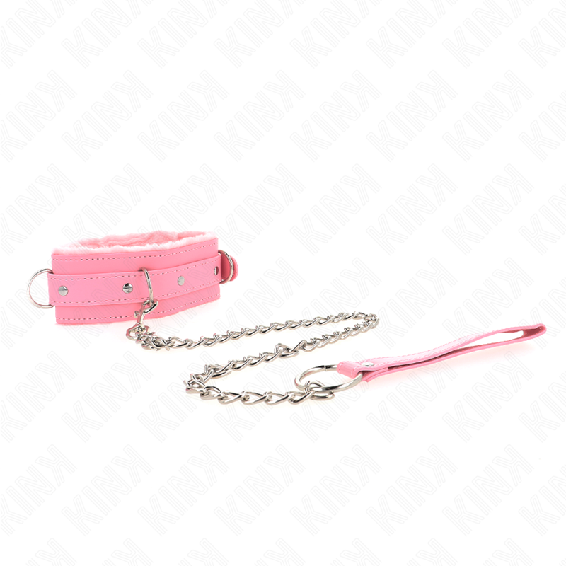 KINK - HALSBAND MIT LEINE 65 CM MIT EINSCHRÄNKUNGEN ROSA 36-42 CM X 5,5 CM – Bild 3