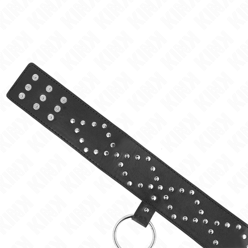 KINK - HALSKETTE 65 CM MIT LEINE MIT SILBERNEN NIETEN MODELL 3 VERSTELLBAR 36-43 CM X 5 CM – Bild 3