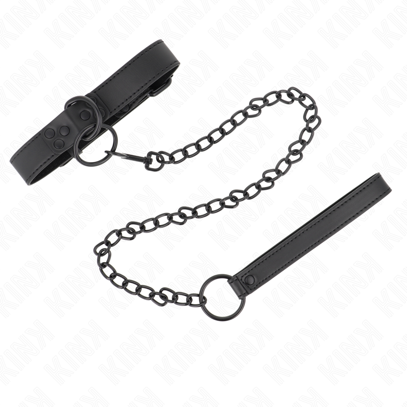KINK - HALSBAND MIT DUNKLER LEINE 65 CM VERSTELLBAR 37-54 CM X 3 CM – Bild 5