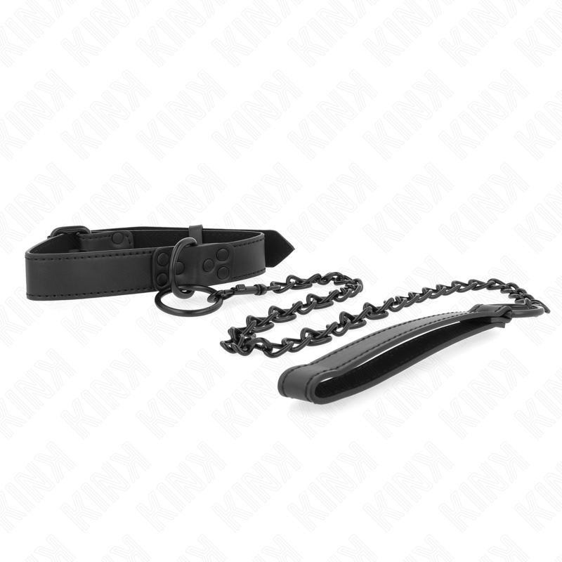 KINK - HALSBAND MIT DUNKLER LEINE 65 CM VERSTELLBAR 37-54 CM X 3 CM – Bild 3