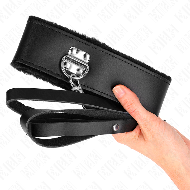 KINK - HALSKETTE MIT GÜRTEL 116 CM MIT SCHWARZEM LEDERBAND VERSTELLBAR 40-48 CM X 6 CM – Bild 4