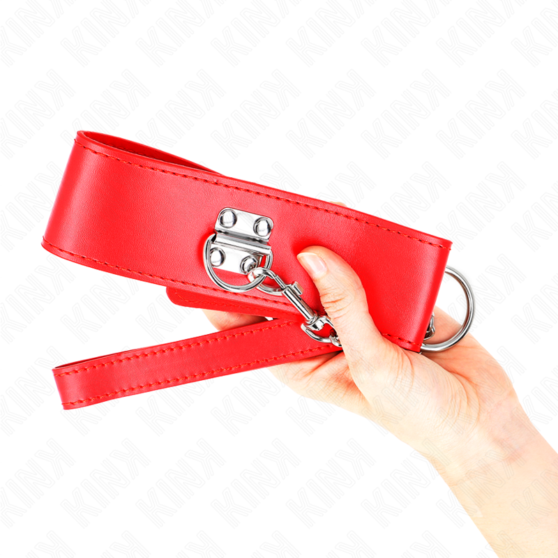 KINK - HALSKETTE MIT GÜRTEL 65 CM MIT BREITEM ROTEN BAND VERSTELLBAR 33,5-41 CM X 5 CM – Bild 3