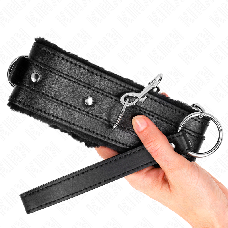 KINK - HALSBAND MIT LEINE 65 CM MIT EINSCHRÄNKUNGEN SCHWARZ 36-42 CM X 5,5 CM – Bild 5