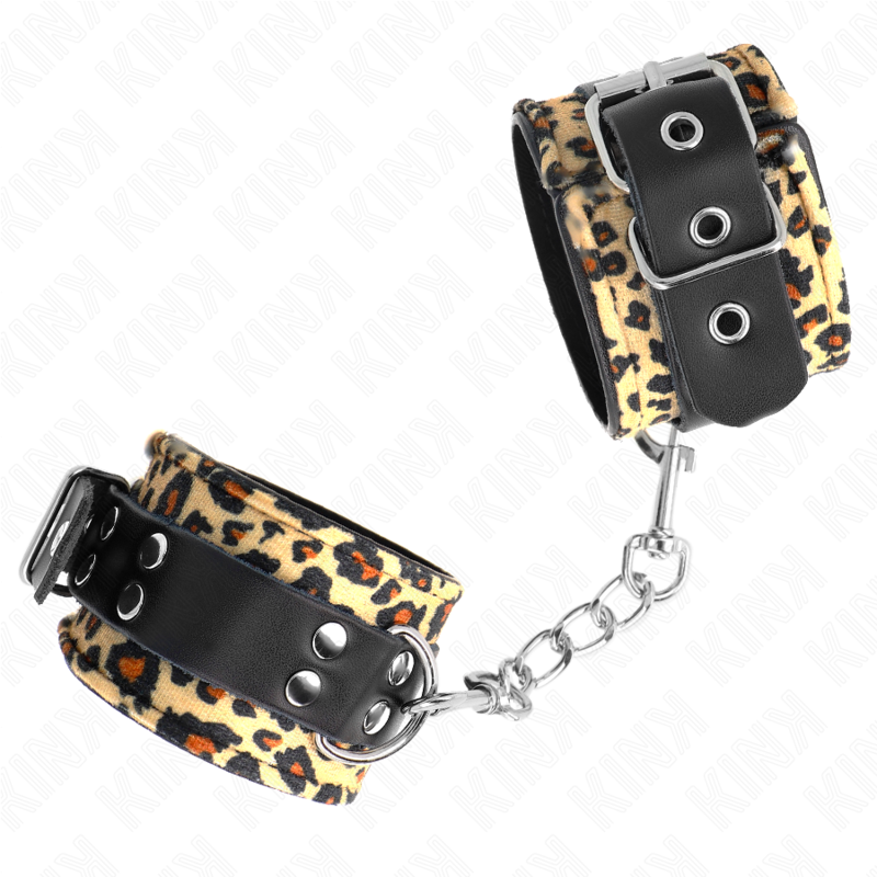 KINK - LEOPARD HANDGELENKFESSEL AUS ECHTLEDER, VERSTELLBAR 18-29 CM X 5,5 CM – Bild 3