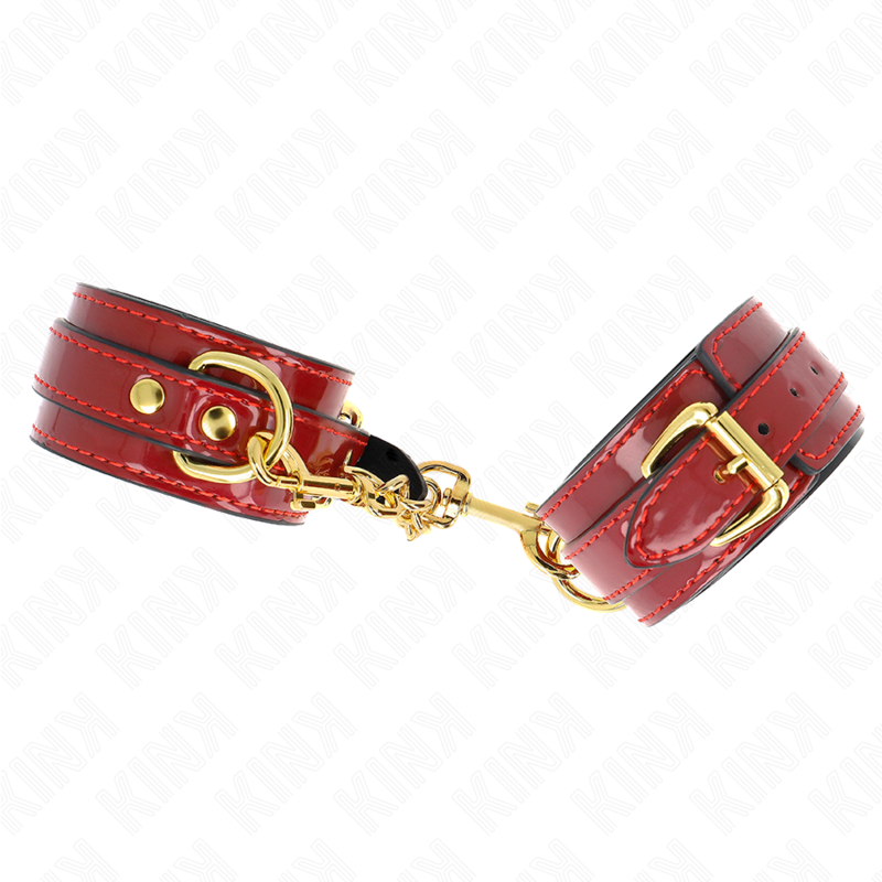 KINK - JOANNA ANGEL HANDGELENKMANSCHETTEN ROT VERSTELLBAR MIT GOLDKETTE 16,5-26 CM X 4 CM – Bild 3