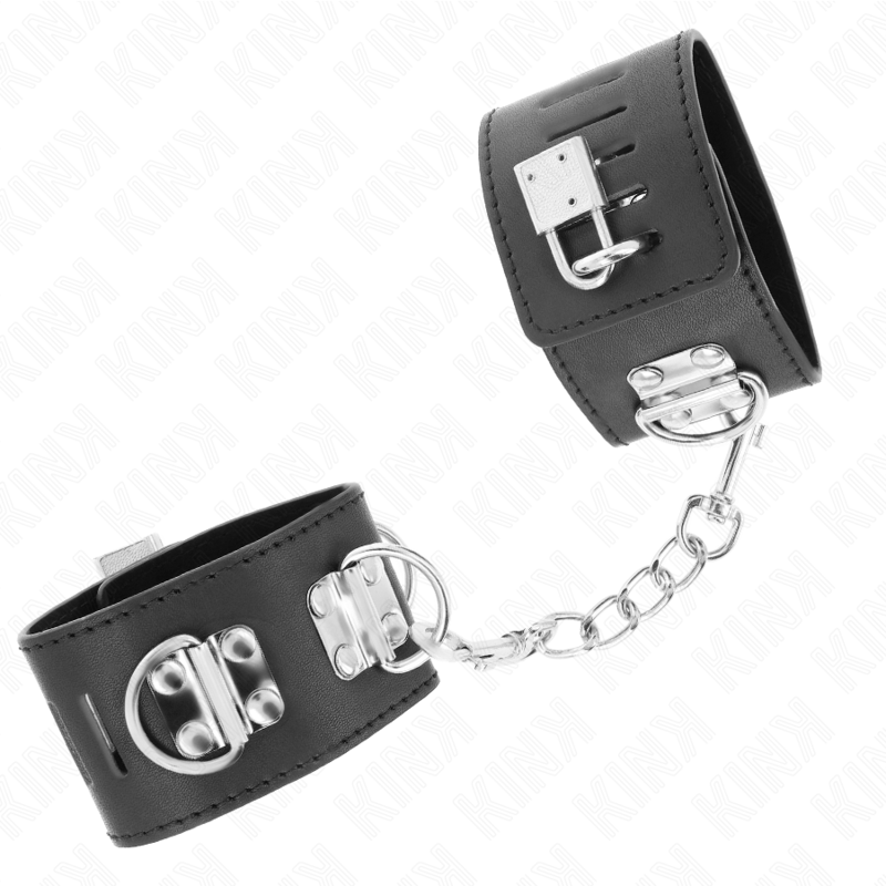 KINK - MULTIPOSITION HANDGELENKFESSELN MIT VORHÄNGESCHLOSS VERSCHLUSS SCHWARZ VERSTELLBAR 16-23 CM X 5,5 CM – Bild 3