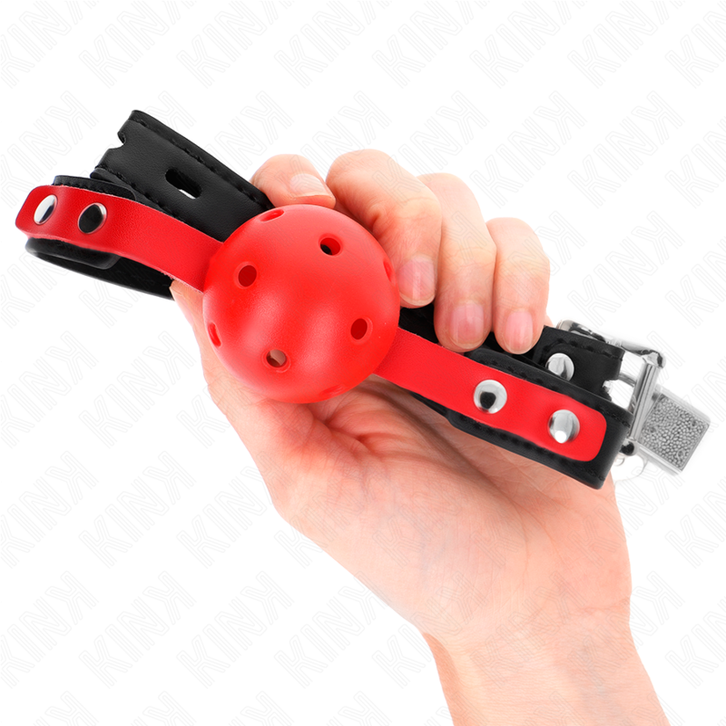 KINK - ROTER HOHLKUGEL, 4 CM, KNEBEL, SCHWARZER GURT 60 x 2 CM, VERSTELLBAR 37-52 CM – Bild 3