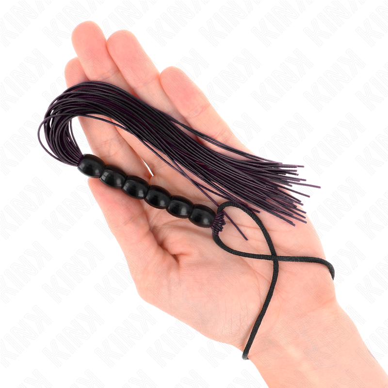 KINK - MINI SILIKONPEITSCHE MIT 6 SCHWARZEN PERLEN 26 CM – Bild 3