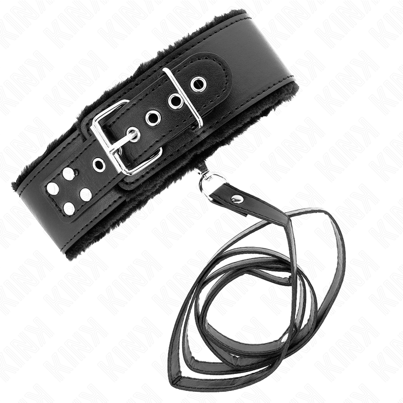 KINK - HALSKETTE MIT LEINE 116 CM MIT SILBERNEN NIETEN MODELL 4 SCHWARZ VERSTELLBAR 40-48 CM X 6 CM – Bild 3