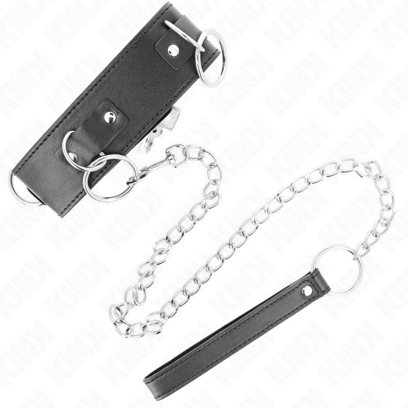 KINK - HALSKETTE MIT LEINE 65 CM 3 RING MODELL 2 VERSTELLBAR 36-43 CM X 5 CM – Bild 4
