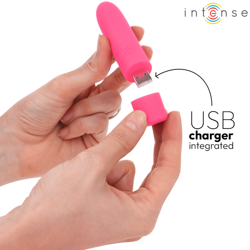 INTENSE - SYMONE USB WIEDERAUFLADBARER VIBRIERENDER BULLET 8 VIBRATIONEN ROSA 10 X 2,2 CM – Bild 5