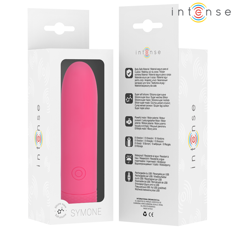 INTENSE - SYMONE USB WIEDERAUFLADBARER VIBRIERENDER BULLET 8 VIBRATIONEN ROSA 10 X 2,2 CM – Bild 6