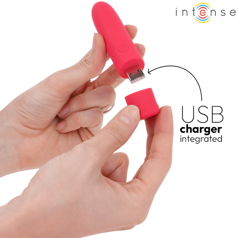 INTENSE - SYMONE USB WIEDERAUFLADBARER VIBRIERENDER BULLET 8 VIBRATIONEN ROT 10 X 2,2 CM – Bild 5