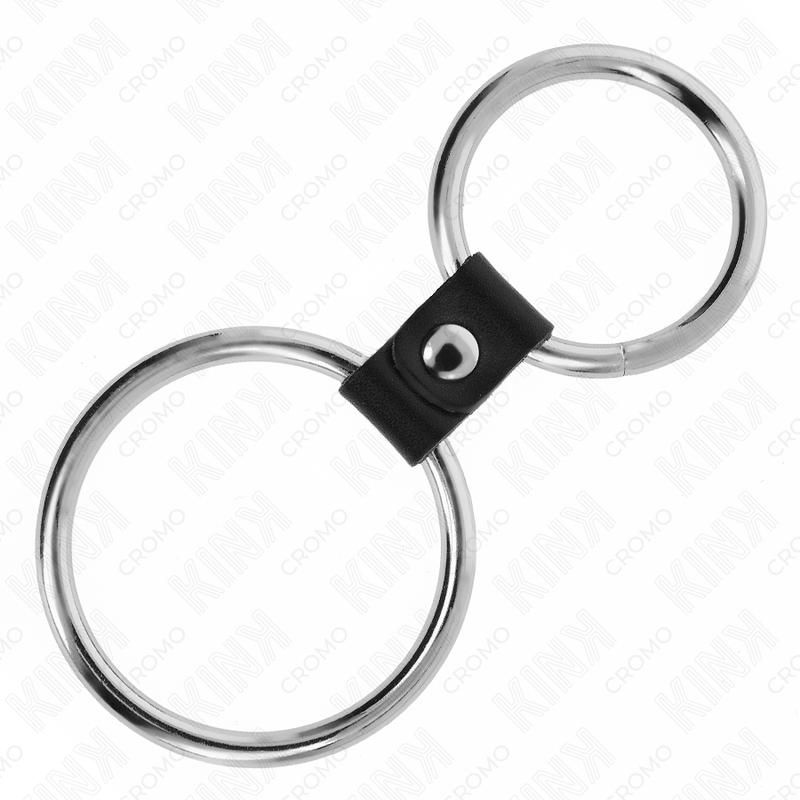 KINK - DOPPELTER PENISRING AUS METALL 3,7 CM BIS 5 CM VERBUNDEN DURCH LEDERBAND MODELL 1 – Bild 3
