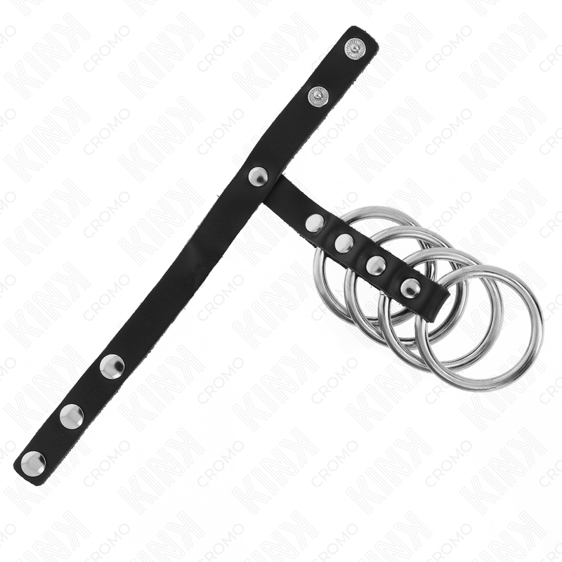 KINK - 4 METALL PENISRINGE 3,8 CM VERBUNDEN MIT LEDERBAND 22 X 1,5 CM UND DRUCKVERSCHLUSS – Bild 3