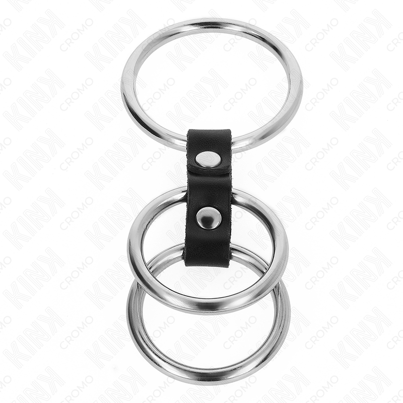 KINK - DREIFACH METALL PENISRING 3,7 CM BIS 5 CM MIT LEDER VERBUNDEN – Bild 3