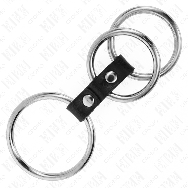 KINK - DREIFACH METALL PENISRING 3,7 CM BIS 5 CM MIT LEDER VERBUNDEN – Bild 4