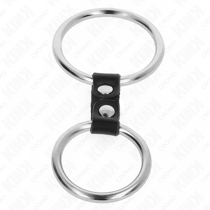 KINK - DOPPELTER PENISRING AUS METALL 3,7 CM BIS 5 CM VERBUNDEN DURCH LEDERBAND MODELL 2 – Bild 4