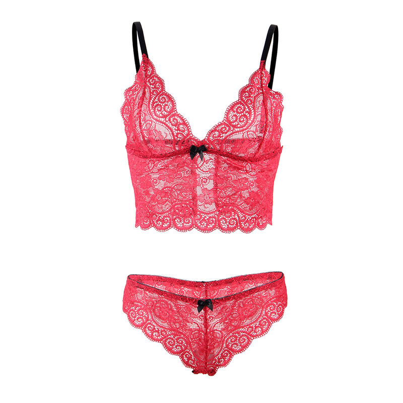 SUBBLIME - 953898 NACHTHEMD + HÖSCHEN AUS SEIDE UND SPITZE ROT S/M – Bild 17