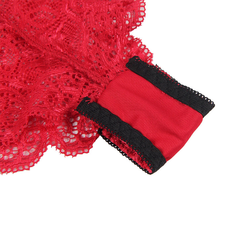 SUBBLIME - 953898 NACHTHEMD + HÖSCHEN AUS SEIDE UND SPITZE ROT S/M – Bild 10