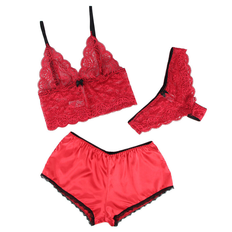 SUBBLIME - 953898 NACHTHEMD + HÖSCHEN AUS SEIDE UND SPITZE ROT S/M – Bild 13