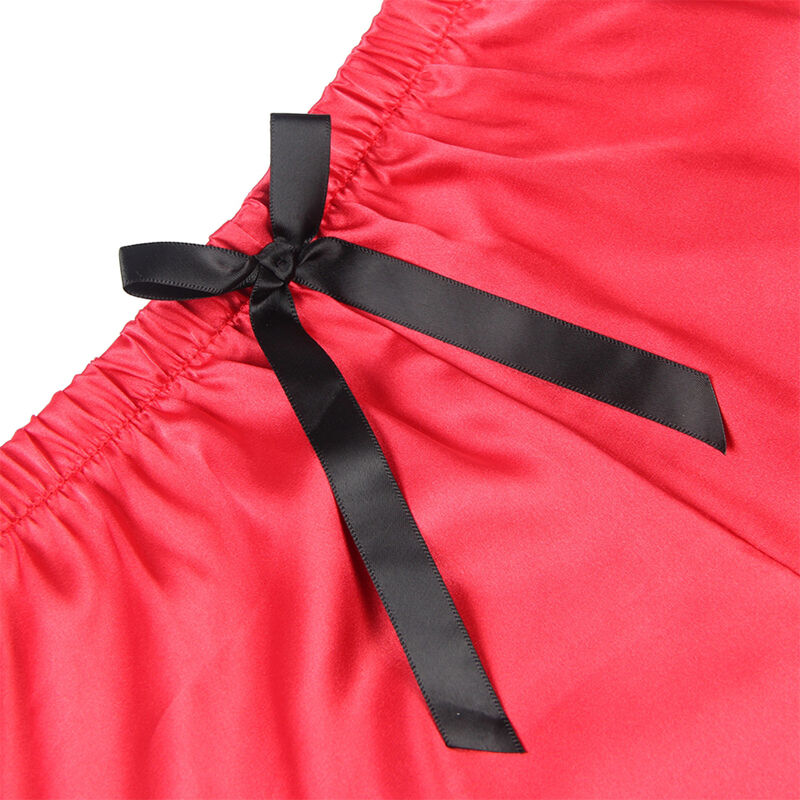 SUBBLIME - 953966 LÄSSIGE SEIDE NACHTHEMD + SPITZENHOSE SCHWARZ/ROT L/XL – Bild 5