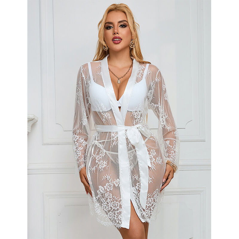 SUBBLIME - 954369 LANGÄRMELIGES NACHTHEMD MIT BLUMENMUSTER WEISS S/M – Bild 6