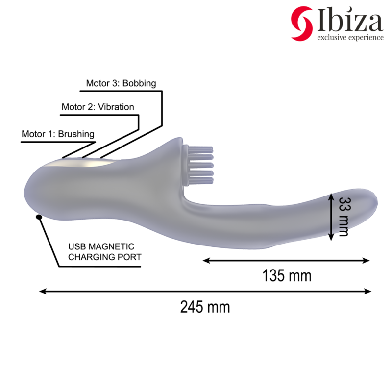 IBIZA - HI-TECH RABITT BRUSHING MEHRZELLEN-KLITORIAL- UND DOPPELWELLENVIBRATOR – Bild 3