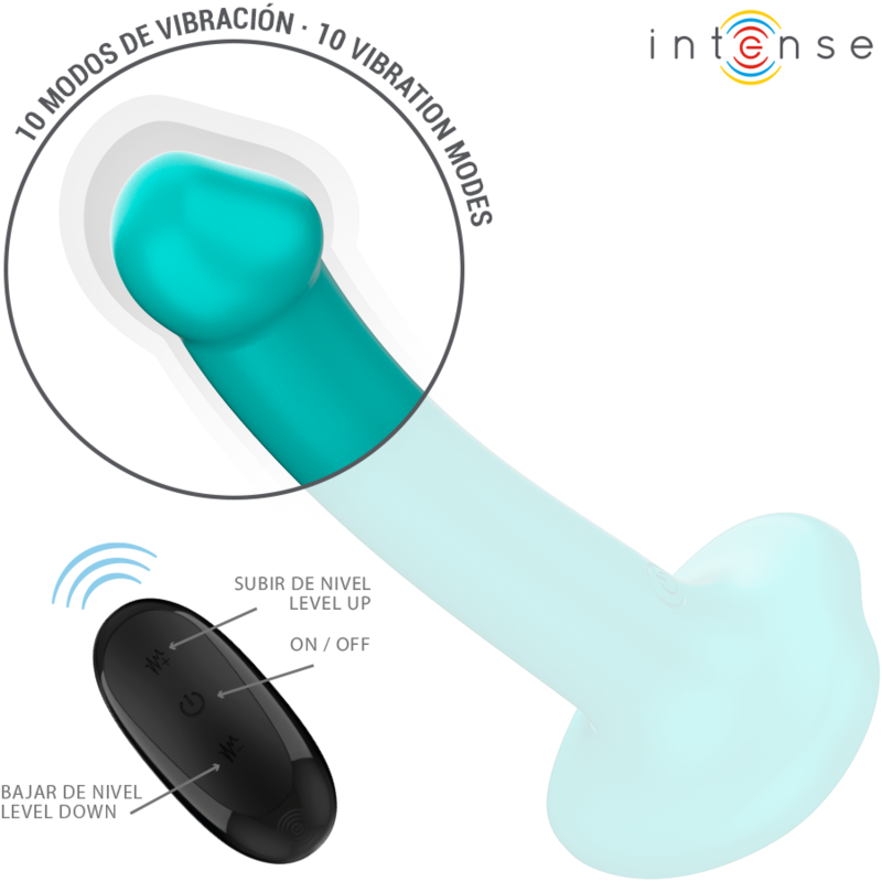 INTENSE - KATIE VIBRATOR MIT SAUGNÄPFEN 10 VIBRATIONEN BLAU FERNBEDIENUNG – Bild 3