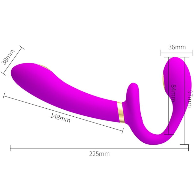 PRETTY LOVE - THUNDERBIRD DOPPELTER STRAP-ON-VIBRATOR MIT FERNBEDIENUNG LILA – Bild 3