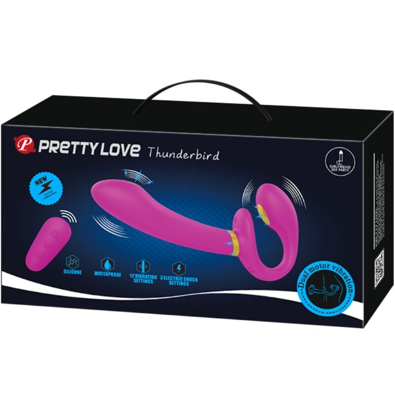 PRETTY LOVE - THUNDERBIRD DOPPELTER STRAP-ON-VIBRATOR MIT FERNBEDIENUNG LILA – Bild 5