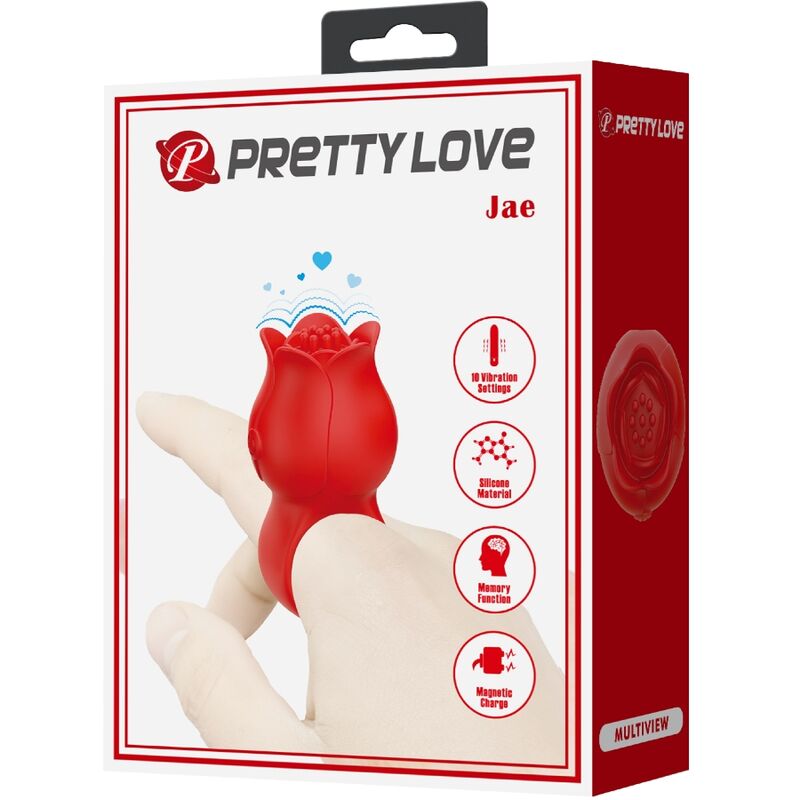 PRETTY LOVE - JAE ROSE FÖRMIGER FINGERVIBRATOR 10 VIBRATIONEN ROT – Bild 9