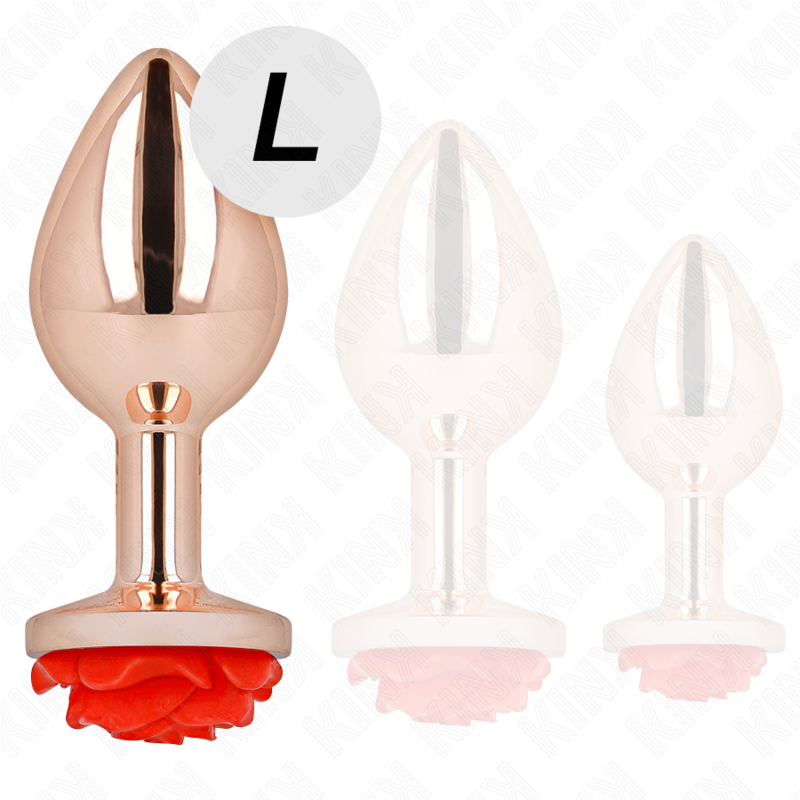 KINK - ROSA GOLDENER ANALSTECKER MIT ROTER ROSE L – Bild 3